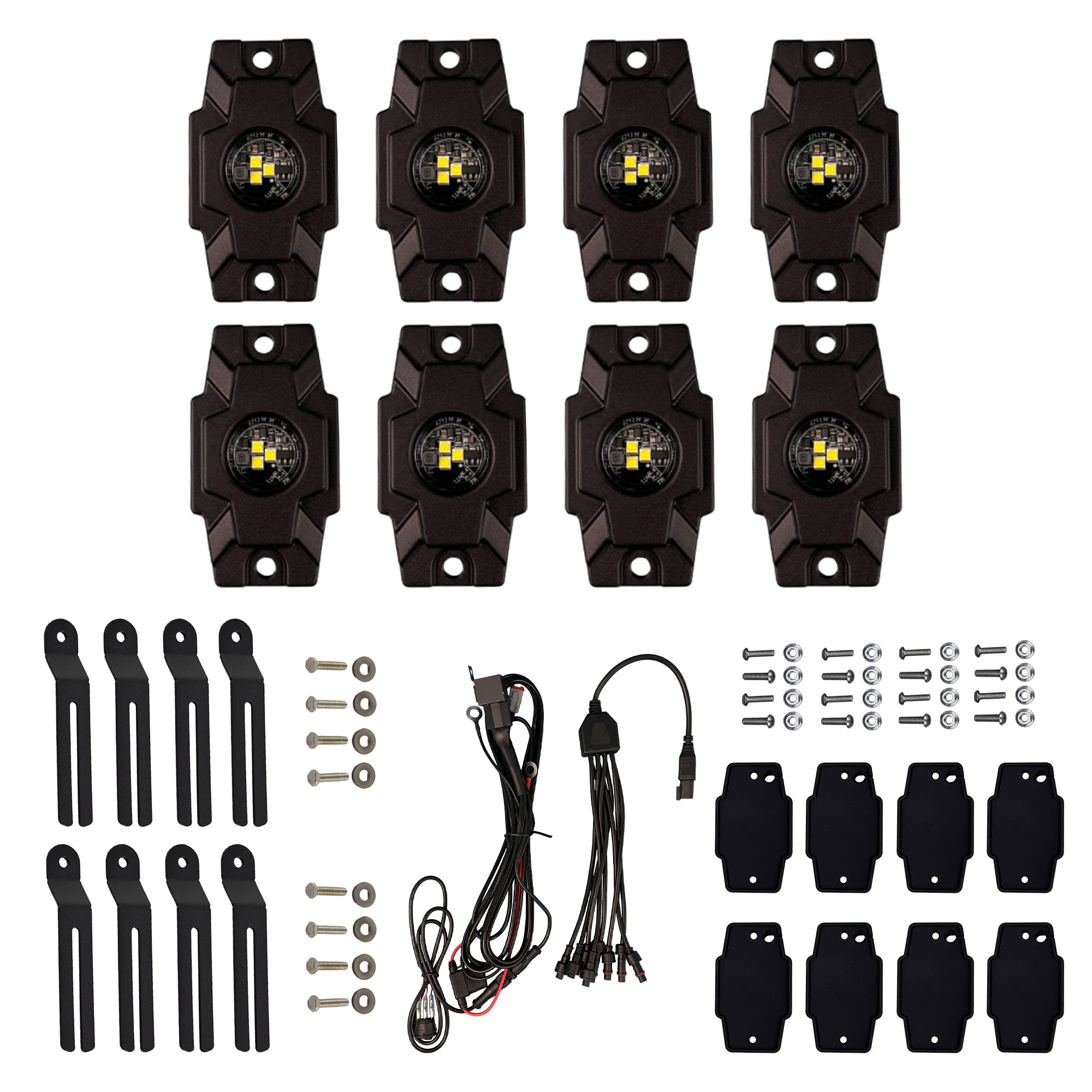 Pure white LED rock light kit for ATV and UTV with aluminum housings